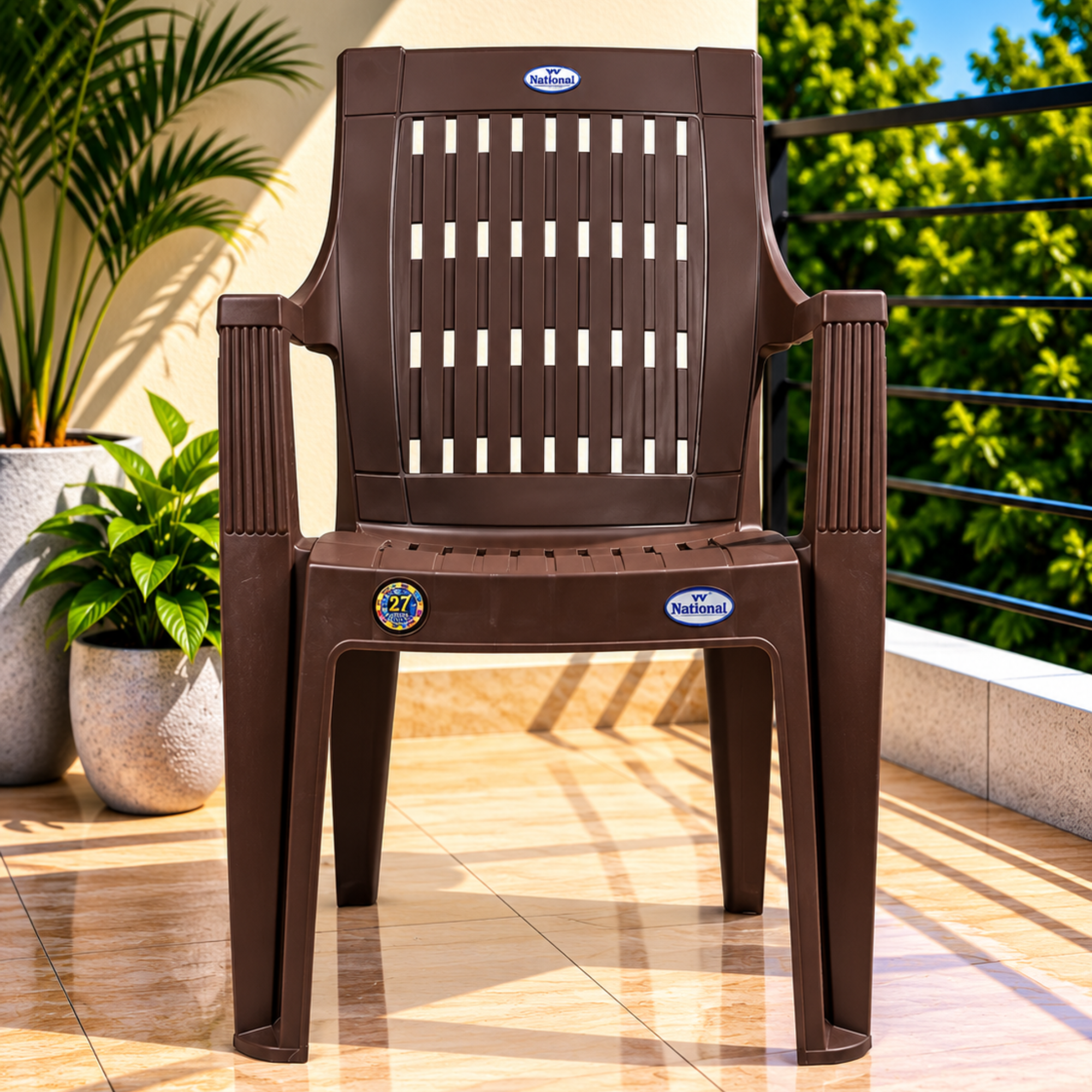 Leo Park Premium Armless Plastic chair for Living Room | Pack of 2 | 2-Year Warranty (Dark Chocolate Brown)